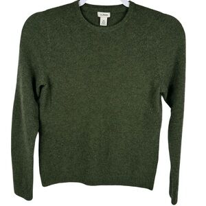 L.L. Bean Green 100% Cashmere Classic Crewneck Long Sleeve Sweater Women’s XS